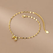 925 Sterling Silver Minimalist Double Round Bead Bells Anklet for Women