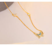 925 Sterling Silver Butterfly Necklace with Colored Zircon Gold Plated for Women