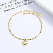 925 Sterling Silver Minimalist Love Heart Charm Bracelet