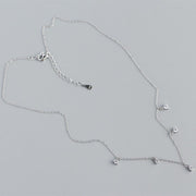 925 Sterling Silver 5 Stone White CZ Diamond Dangling Necklace