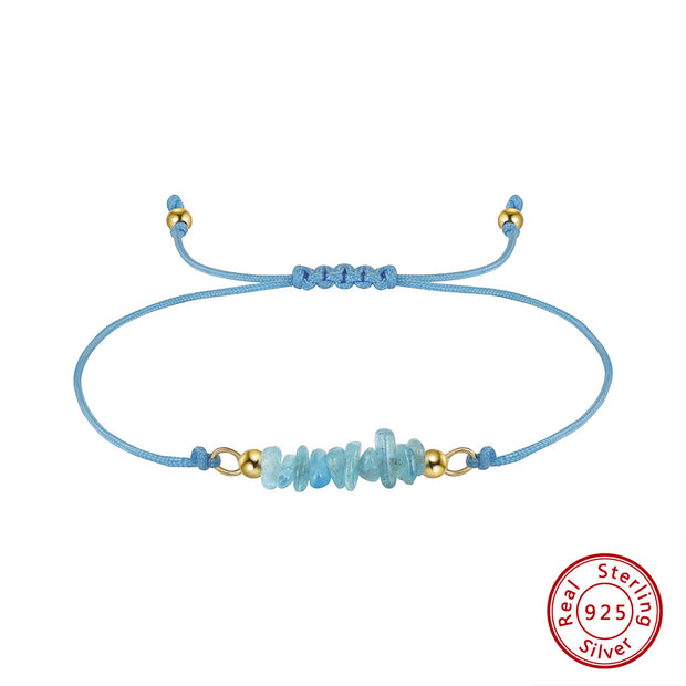 Sterling Silver Natural Gemstones Thread String Bracelet