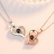 Timeless Love: 925 Sterling Silver '100 Languages I Love You' Projection Heart Necklace