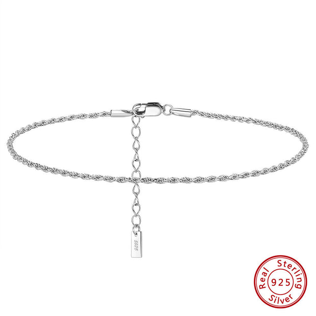 925 Sterling Silver Dainty Simple Anklet for Women, Gold Plated Decorative Chain