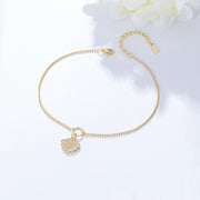 Light Luxury 925 Sterling Silver Summer Beach Shell Zircon Charm Pendant Gold Plated Anklet