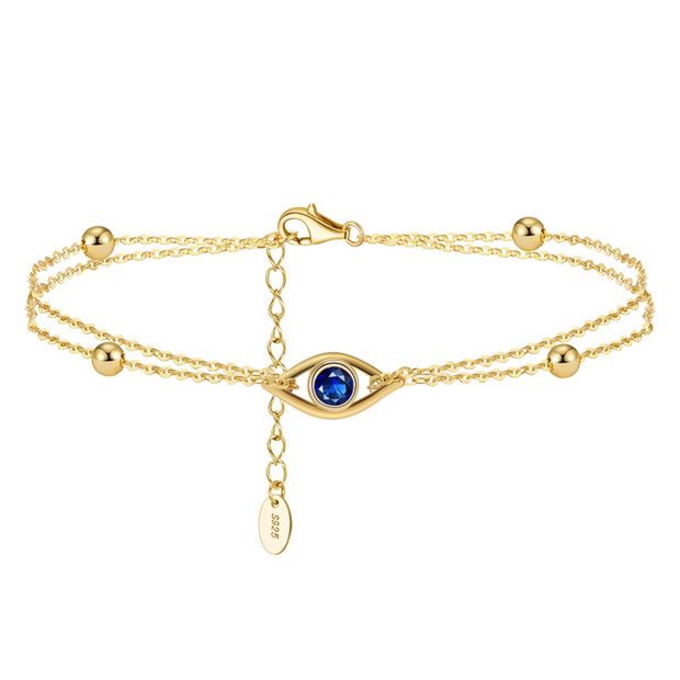 925 Silver Bracelet for Women – 925 Sterling Silver Blue Eye Zircon Two-Layer Bracelet