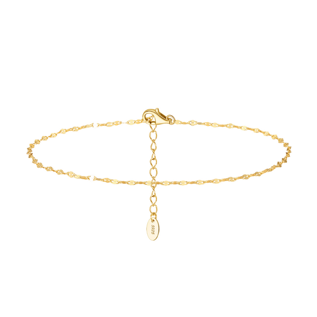 925 Sterling Silver Summer Beach Anklet for Women, Gold Plated Dainty Decorative Chain Anklet