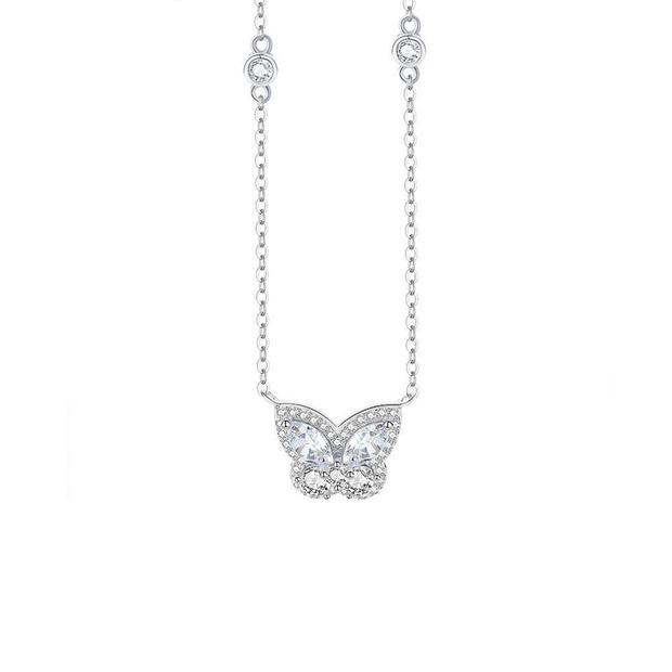 925 Silver Butterfly Necklace for Women – 18K Gold Plated Chain