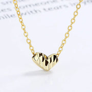 925 Silver Necklace Jewelry - 925 Sterling Silver Simple Plain Love Heart Pendant Gold Plated Chain Necklace