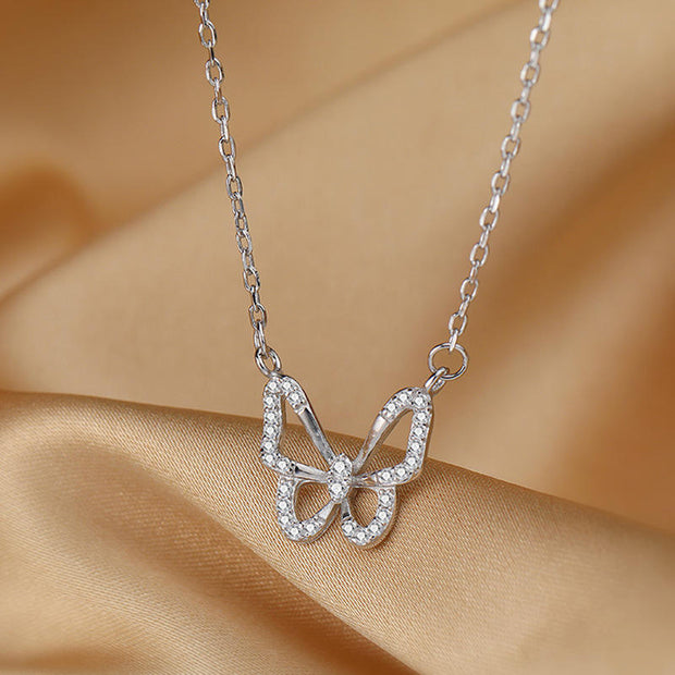 925 Sterling Silver Butterfly Necklace – 18K Gold Plated Chain for Women