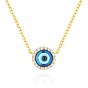 925 Sterling Silver Blue Devil Eye Necklace Earrings with Diamond