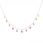 925 silver jewelry sterling silver colorful water drop zircon necklace gold plated chain necklace