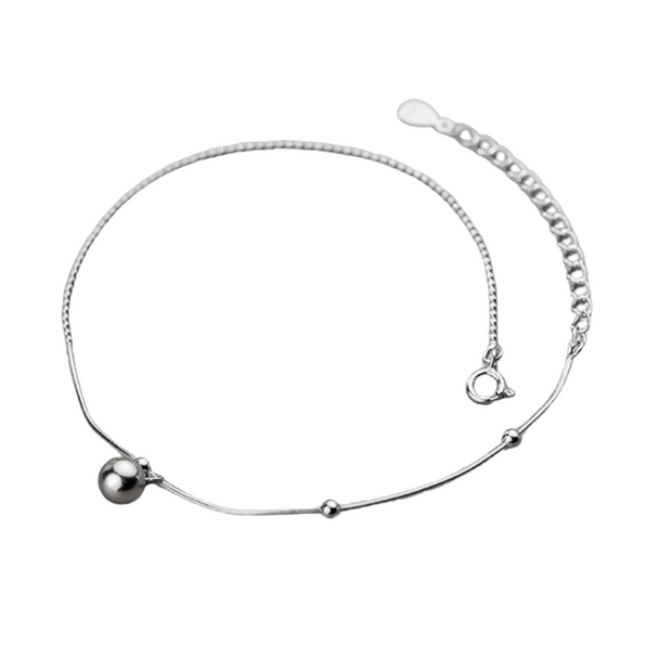 925 Sterling Silver Round Bead Anklet