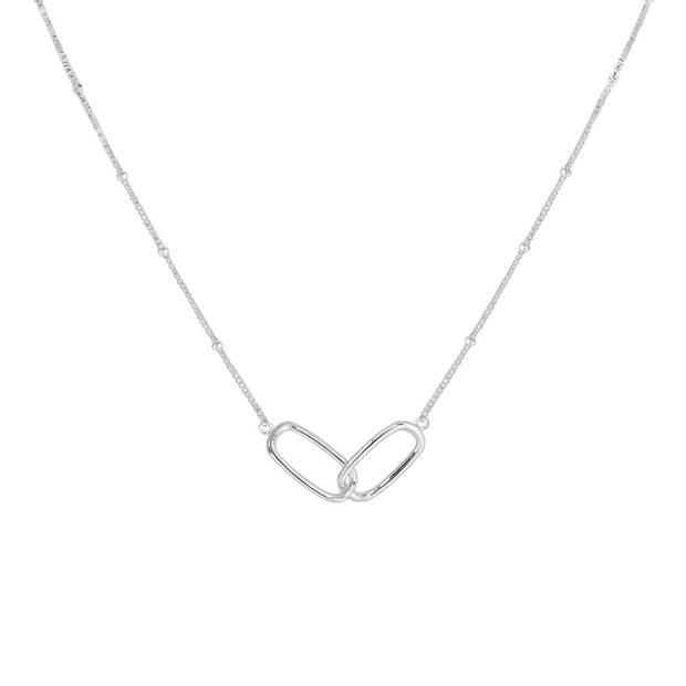 925 Silver Necklace for Women Real 925 Sterling Silver Double Hoop Pendant 18K Gold Plated Necklace