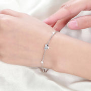 925 Silver Minimalist Heart Bracelet Jewelry – Sterling Silver Small Heart with Diamond Zircon Chain Bracelet