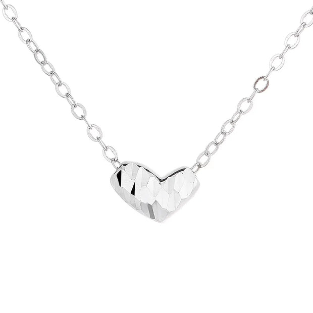 925 Silver Necklace Jewelry - 925 Sterling Silver Simple Plain Love Heart Pendant Gold Plated Chain Necklace