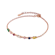 925 Sterling Silver Geometric Bracelet with Colorful Round Diamond Zircon