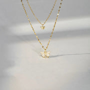 925 Sterling Silver Butterfly Necklaces Two Layers Double Chain Butterflies Diamond Gold Plated Necklaces