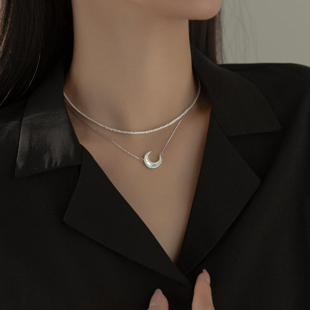 Sterling Silver Moon Shell Necklace for Women