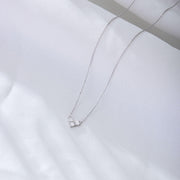 Minimalist Love: 925 Sterling Silver Heart Necklace with Zircon Accents