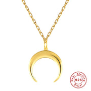 Sterling Silver Moon Pendant Necklace – 18K Gold-Plated