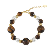 Tiger Eye Gemstone Ball Beads Bracelet with Sterling Silver Clasp, 925 Sterling Silver Bracelet