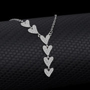 925 Sterling Silver Cascading Hearts Pendant Necklace with Gold Plated Chain