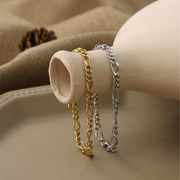 925 Sterling Silver Gold-Plated Figaro Chain Bracelet for Women, Minimalist and Stylish Jewelry