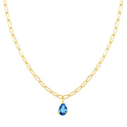 Dazzling Drops: 925 Sterling Silver Colorful Water Drop Diamond Pendant Necklace