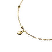 925 Sterling Silver Love Heart Charm Round Beads Gold Plated Anklet