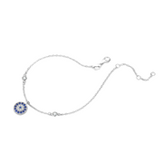 925 Sterling Silver Evil Eye Bracelet – Blue Devil Eye with Diamond-Like Zircon