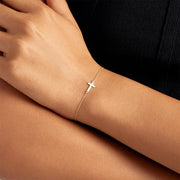 Fine Jewelry 925 Sterling Silver Friendship Bracelet with Minimalist Cross