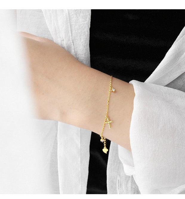 Sterling Silver Cross Bracelet for Women – Gold-Plated Chain Jewelry