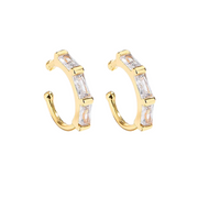 Sterling Silver C Shape Not Piercing Hoop Earrings (1pir 2pcs)