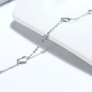 925 Silver Minimalist Heart Bracelet Jewelry – Sterling Silver Small Heart with Diamond Zircon Chain Bracelet