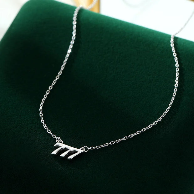 925 Sterling Silver Angel Number 777 Necklace