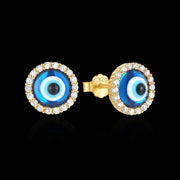 925 Sterling Silver Blue Devil Eye Necklace Earrings with Diamond