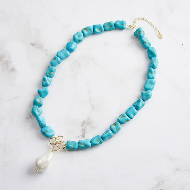 Natural Gemstone Turquoise Beaded Necklace