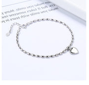 925 Sterling Silver Minimalist Love Heart Charm Bracelet