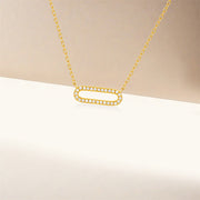 Sterling Silver Rectangle Paperclip Necklace