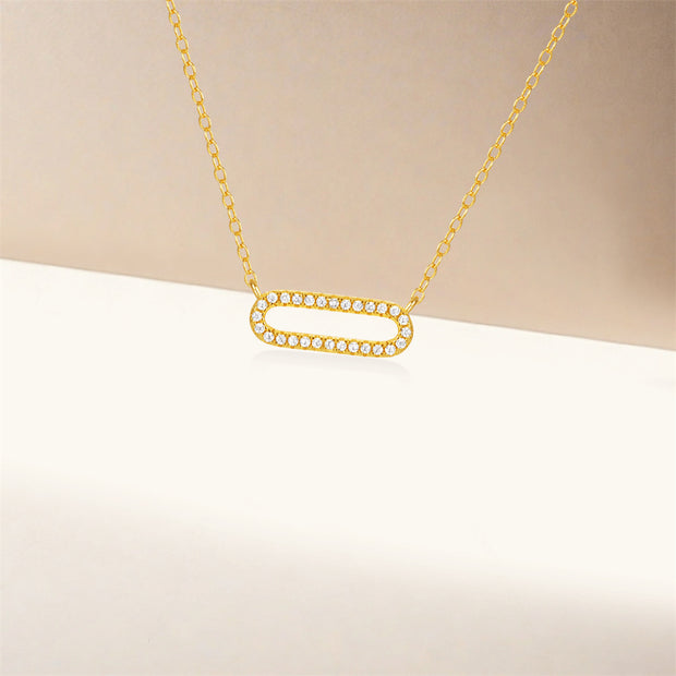 Sterling Silver Rectangle Paperclip Necklace