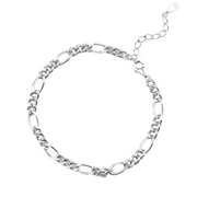 925 Sterling Silver Gold-Plated Figaro Chain Bracelet for Women, Minimalist and Stylish Jewelry