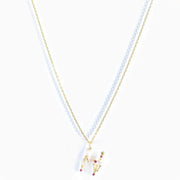 925 Sterling Silver Butterfly Necklace with Colorful Diamonds and Gold Plated Letter Charm