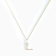 925 Sterling Silver Butterfly Necklace with Colorful Diamonds and Gold Plated Letter Charm