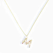 925 Sterling Silver Butterfly Necklace with Colorful Diamonds and Gold Plated Letter Charm