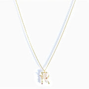 925 Sterling Silver Butterfly Necklace with Colorful Diamonds and Gold Plated Letter Charm