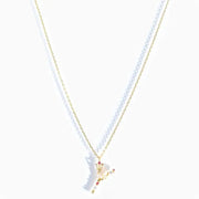 925 Sterling Silver Butterfly Necklace with Colorful Diamonds and Gold Plated Letter Charm