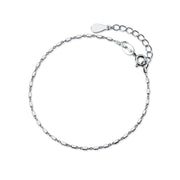 925 Sterling Silver Small Square Beaded Chain Bracelet