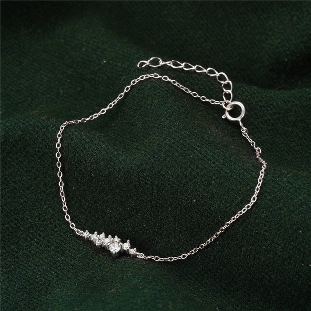 Sterling Silver Clustered Zirconia Bracelet