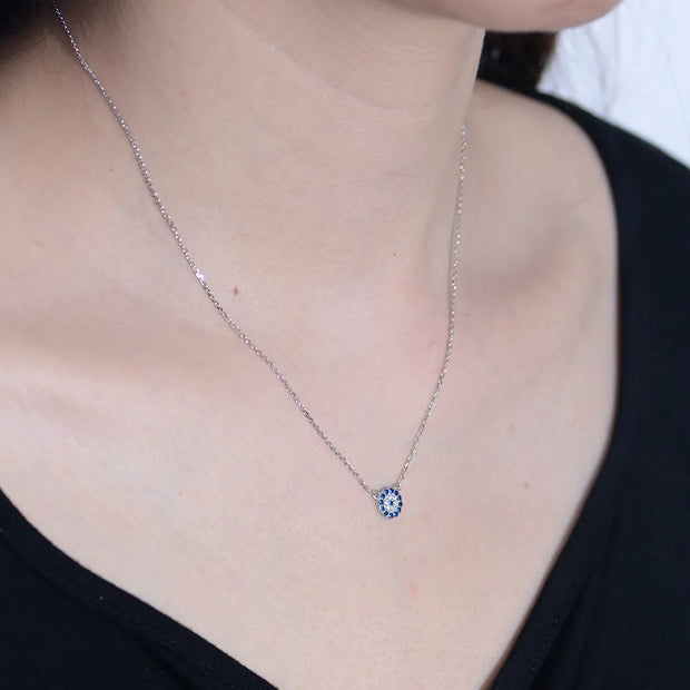 925 Sterling Silver Blue Devil Eye Necklace