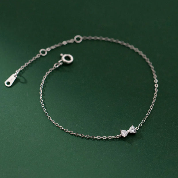 S925 Sterling Silver Bow Knot Zircon Bracelet for Women